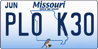 MO license plate PL0K3O