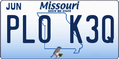 MO license plate PL0K3Q