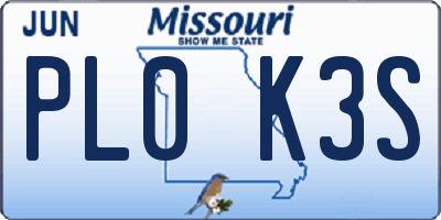 MO license plate PL0K3S