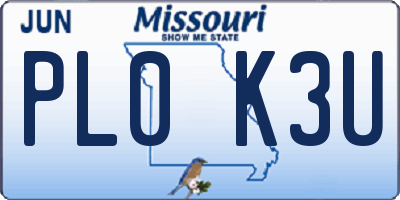 MO license plate PL0K3U