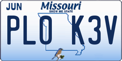 MO license plate PL0K3V