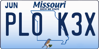 MO license plate PL0K3X