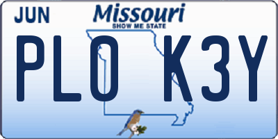 MO license plate PL0K3Y