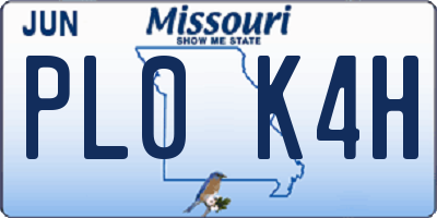 MO license plate PL0K4H