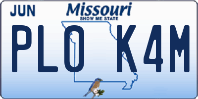 MO license plate PL0K4M