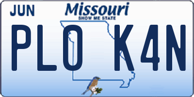 MO license plate PL0K4N