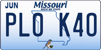 MO license plate PL0K4O