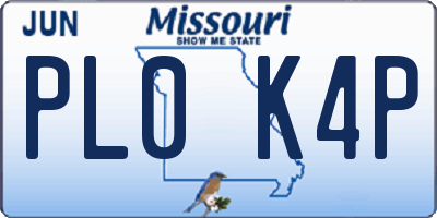MO license plate PL0K4P