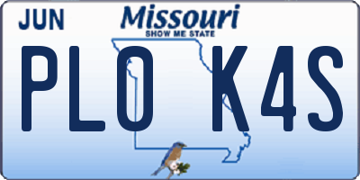 MO license plate PL0K4S