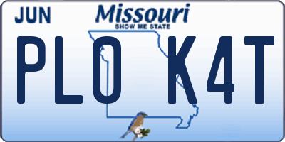 MO license plate PL0K4T
