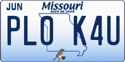 MO license plate PL0K4U