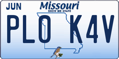 MO license plate PL0K4V