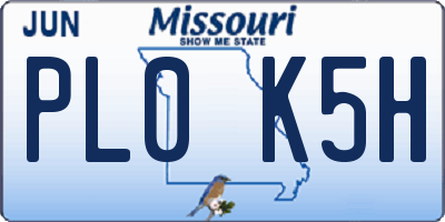 MO license plate PL0K5H
