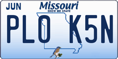 MO license plate PL0K5N
