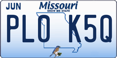 MO license plate PL0K5Q