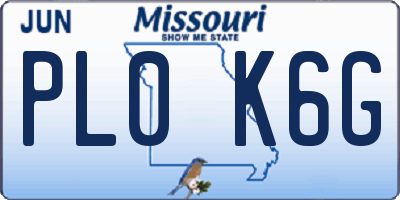 MO license plate PL0K6G