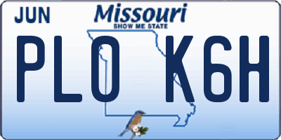 MO license plate PL0K6H