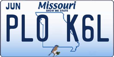 MO license plate PL0K6L