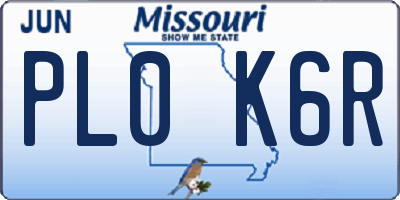 MO license plate PL0K6R