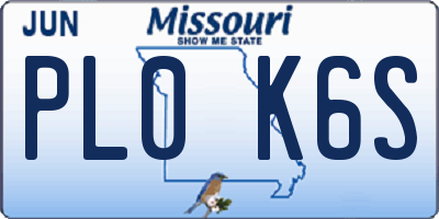 MO license plate PL0K6S