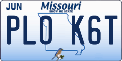 MO license plate PL0K6T