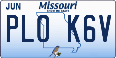 MO license plate PL0K6V