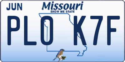 MO license plate PL0K7F