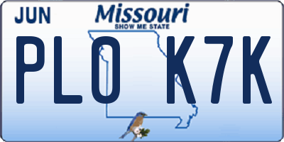 MO license plate PL0K7K