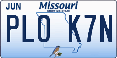 MO license plate PL0K7N