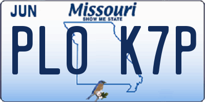 MO license plate PL0K7P