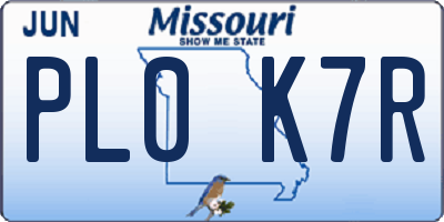 MO license plate PL0K7R