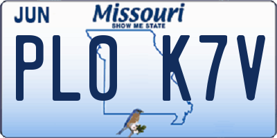 MO license plate PL0K7V