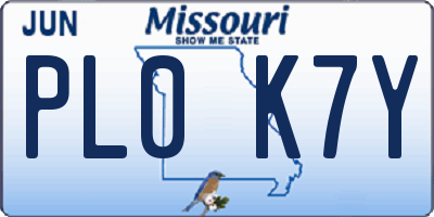 MO license plate PL0K7Y
