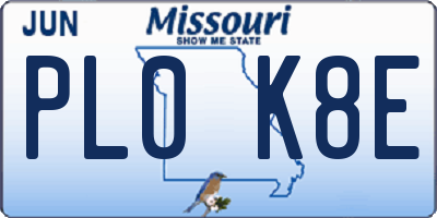 MO license plate PL0K8E