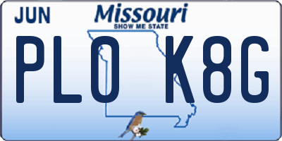 MO license plate PL0K8G