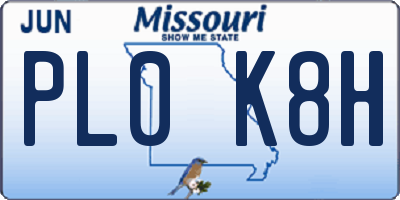 MO license plate PL0K8H