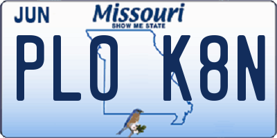 MO license plate PL0K8N