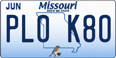MO license plate PL0K8O
