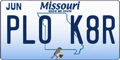 MO license plate PL0K8R