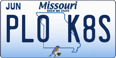 MO license plate PL0K8S