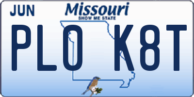MO license plate PL0K8T