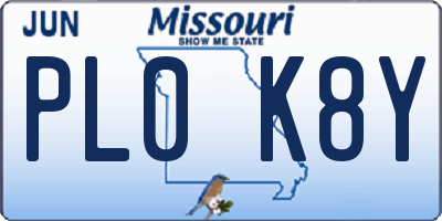 MO license plate PL0K8Y