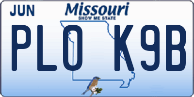 MO license plate PL0K9B