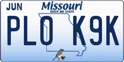 MO license plate PL0K9K