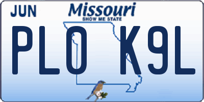 MO license plate PL0K9L