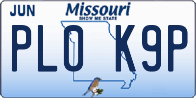MO license plate PL0K9P