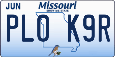 MO license plate PL0K9R