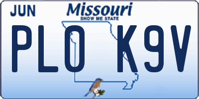MO license plate PL0K9V