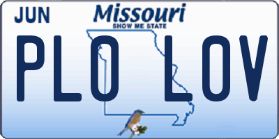 MO license plate PL0L0V