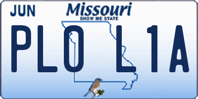 MO license plate PL0L1A